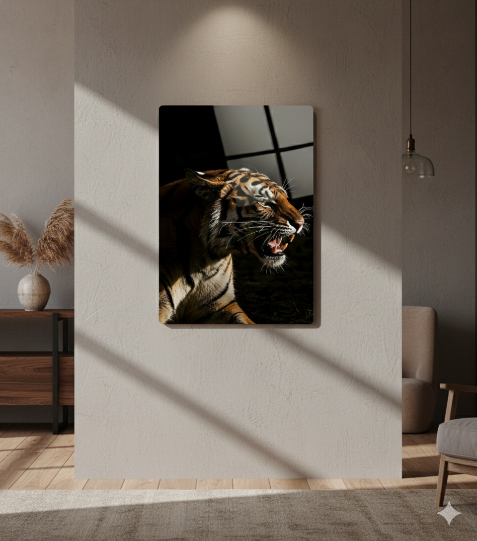 HD Tiger metal print 18 x 12 inches